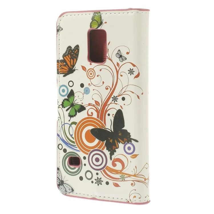 Butterfly Circles Stand Leather Card Holder Case for Samsung Galaxy S5 mini SM-G800