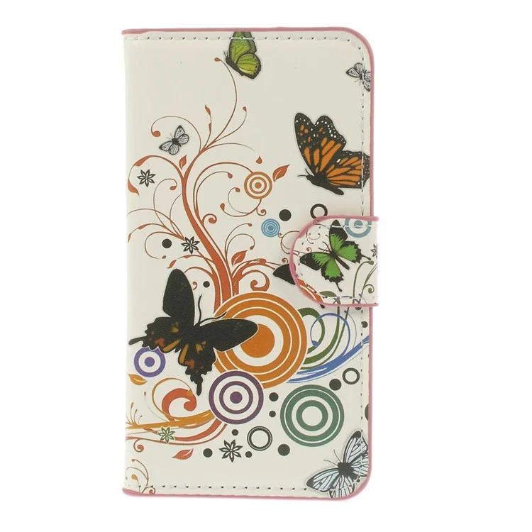 Butterfly Circles Stand Leather Card Holder Case for Samsung Galaxy S5 mini SM-G800
