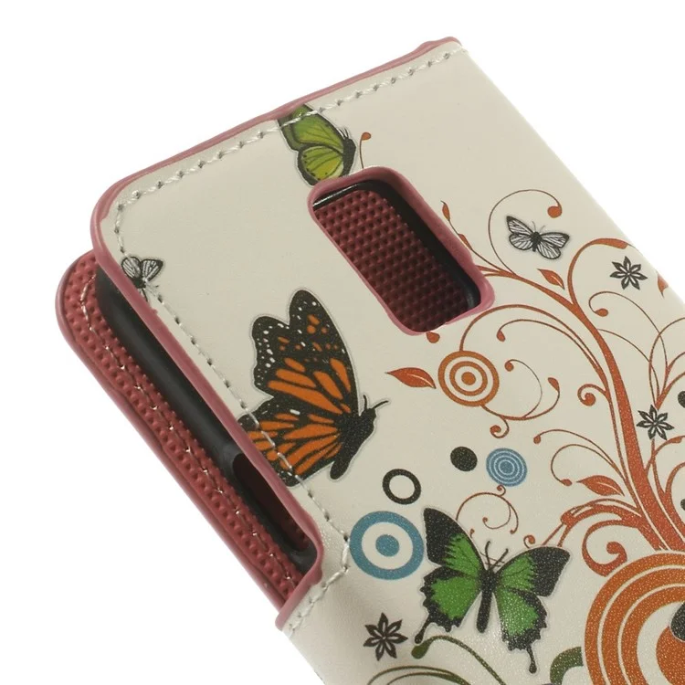 Butterfly Circles Stand Leather Card Holder Case for Samsung Galaxy S5 mini SM-G800