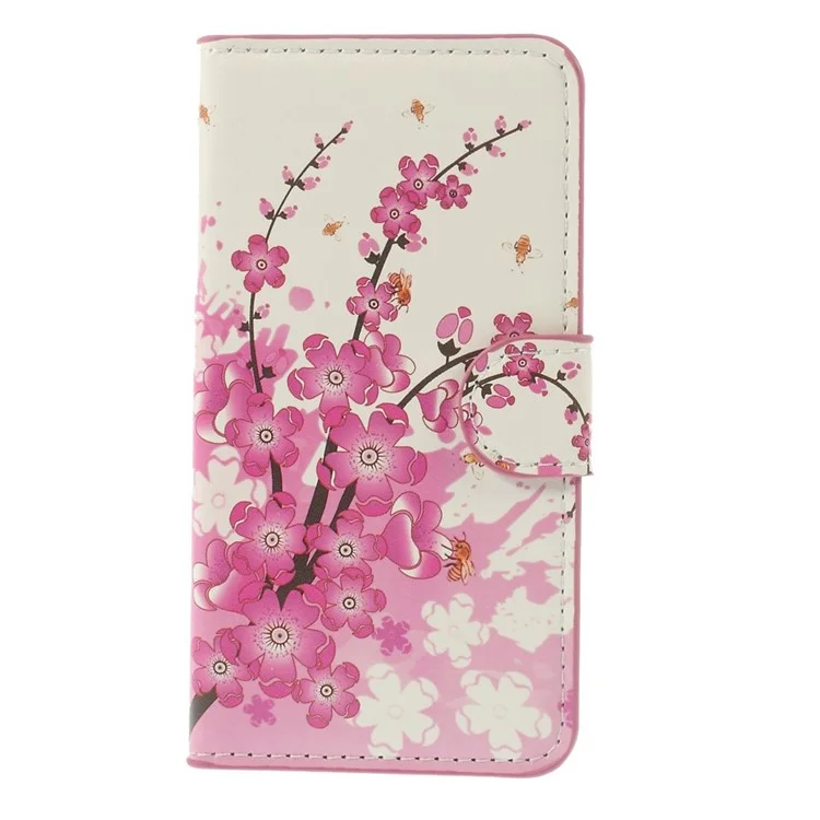 Plum Blossom Stand Leather Card Holder Cover for Samsung Galaxy S5 mini SM-G800