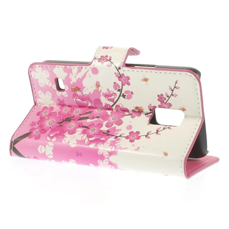 Plum Blossom Stand Leather Card Holder Cover for Samsung Galaxy S5 mini SM-G800