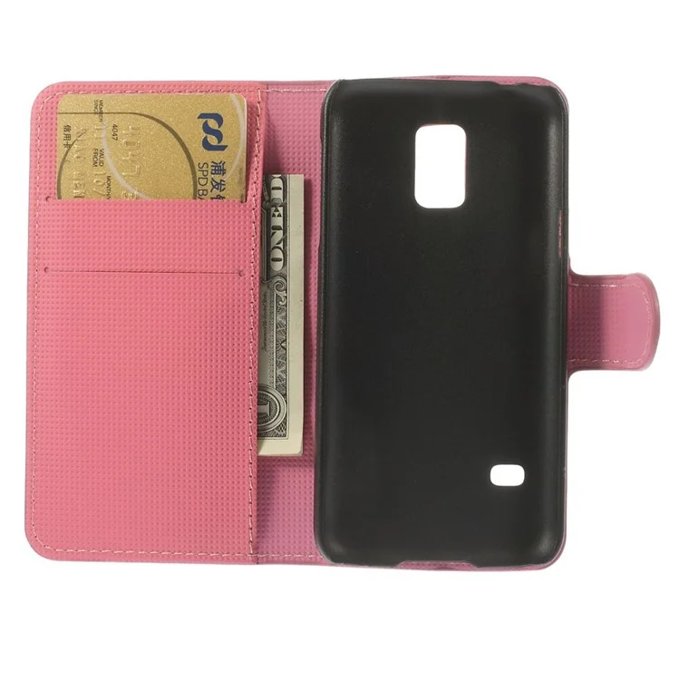 Plum Blossom Stand Leather Card Holder Cover for Samsung Galaxy S5 mini SM-G800