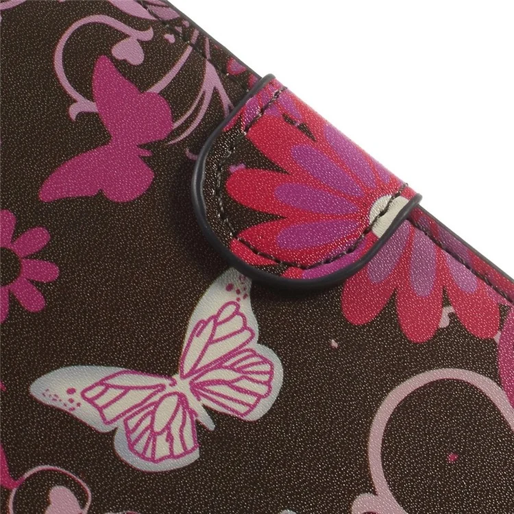Butterfly Flowers Wallet Leather Magnetic Case w/ Stand for Samsung Galaxy S5 mini SM-G800