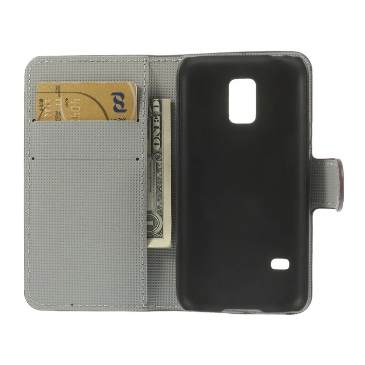 Meteor Shower Wallet Leather Magnetic Cover w/ Stand for Samsung Galaxy S5 mini SM-G800