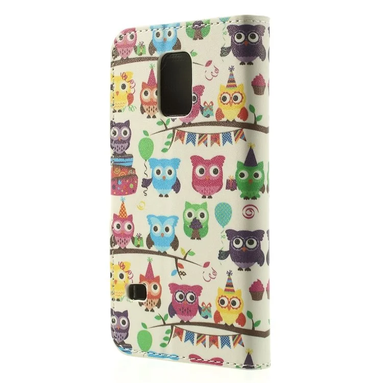 For Samsung Galaxy S5 mini SM-G800 Wallet Leather Stand Shell - Multiple Owls Pattern