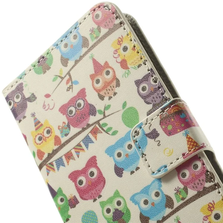 For Samsung Galaxy S5 mini SM-G800 Wallet Leather Stand Shell - Multiple Owls Pattern