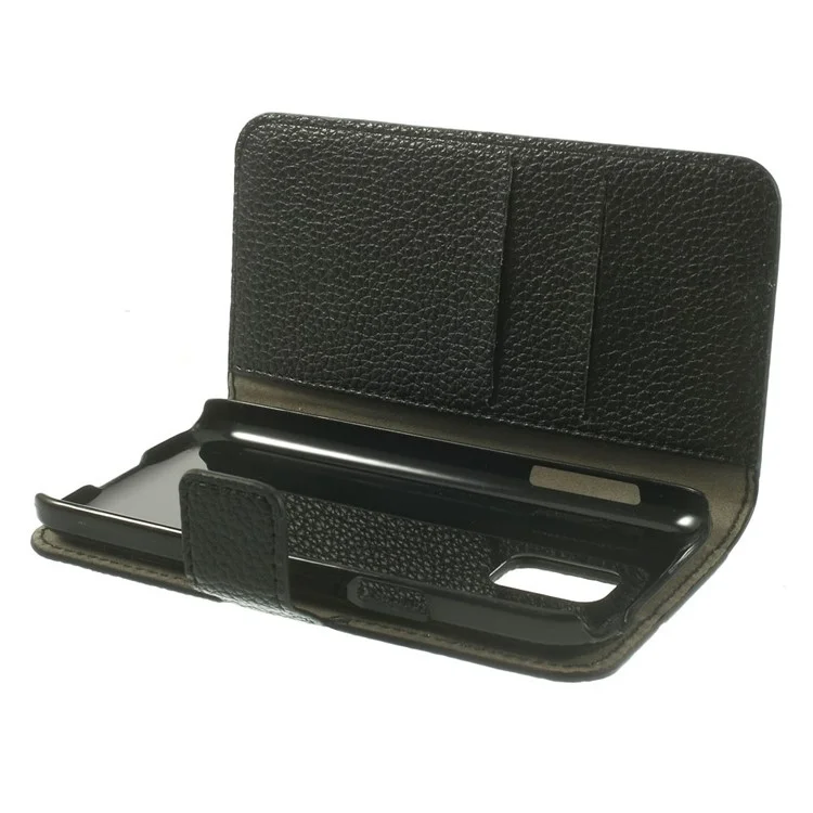 For Samsung Galaxy S5 mini SM-G800 Litchi Texture Leather Wallet Case w/ Stand - Black