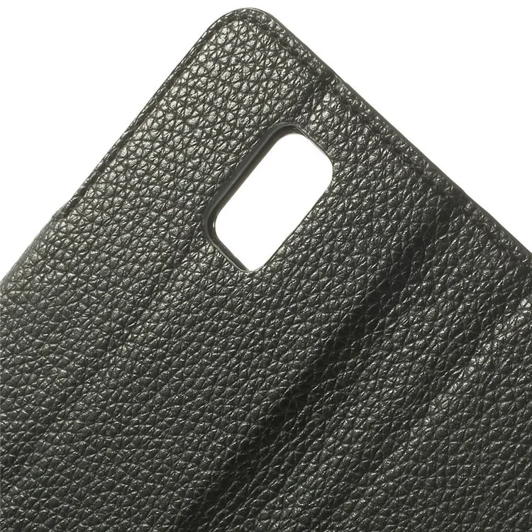 For Samsung Galaxy S5 mini SM-G800 Litchi Texture Leather Wallet Case w/ Stand - Black