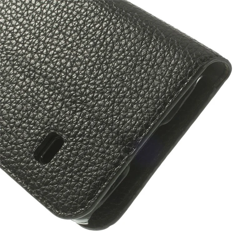 For Samsung Galaxy S5 mini SM-G800 Litchi Texture Leather Wallet Case w/ Stand - Black