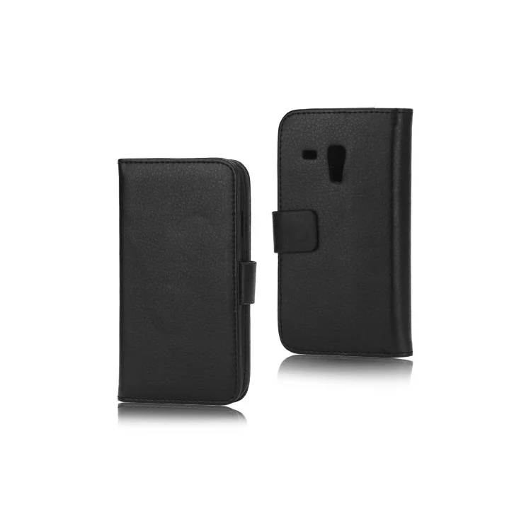 Litchi Leather Stand Case Diary Wallet for Samsung Galaxy S III / 3 Mini I8190 - Black