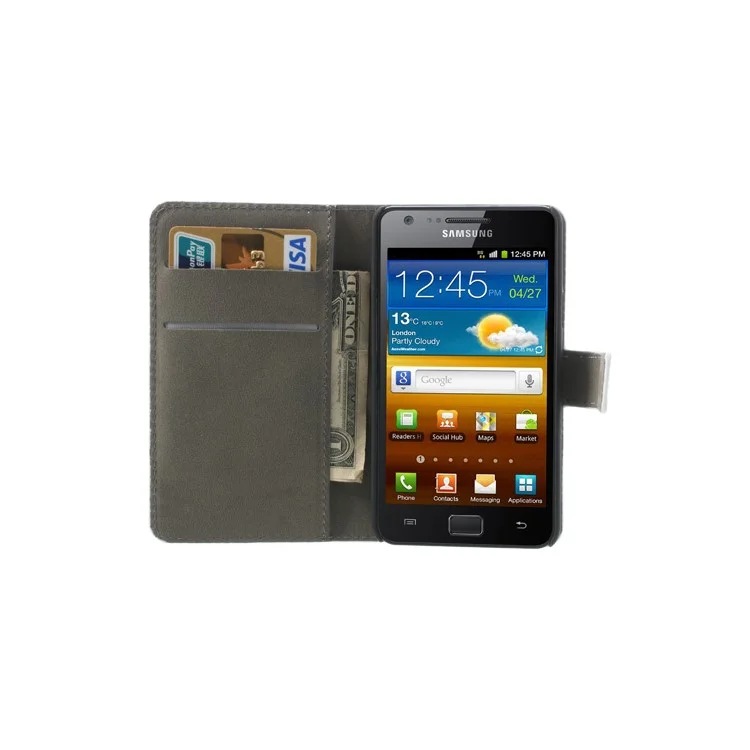 Cute Green Sleeping Owl Wallet Leather Cover Stand for Samsung I9100 Galaxy S II