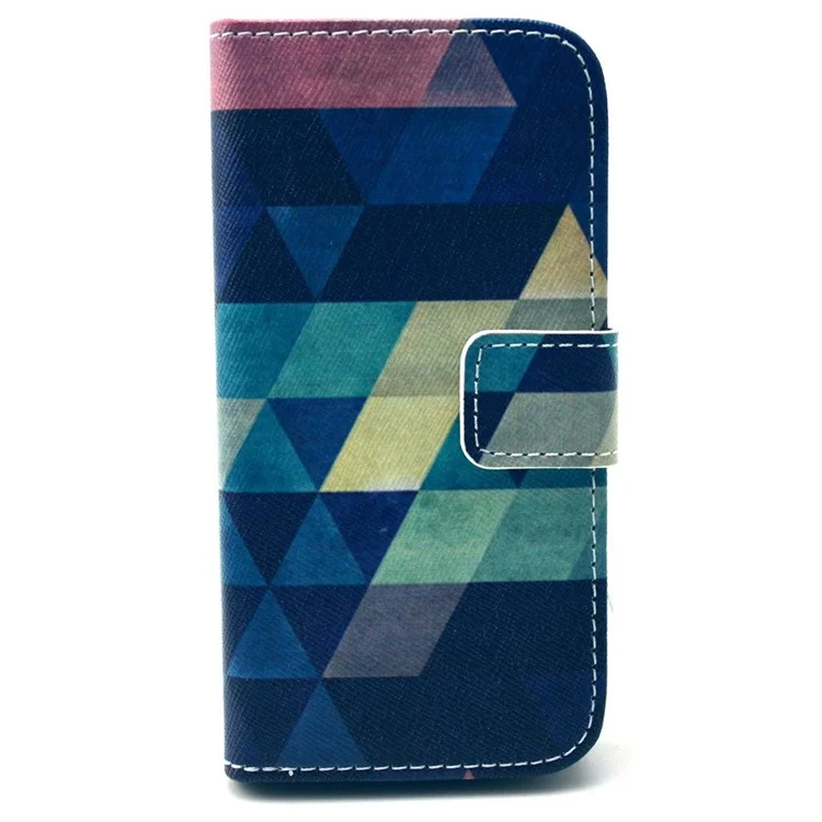 Colorful Triangles Wallet Leather Stand Cover for Samsung Galaxy S4 mini i9190