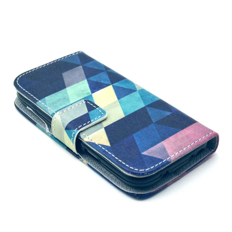 Colorful Triangles Wallet Leather Stand Cover for Samsung Galaxy S4 mini i9190