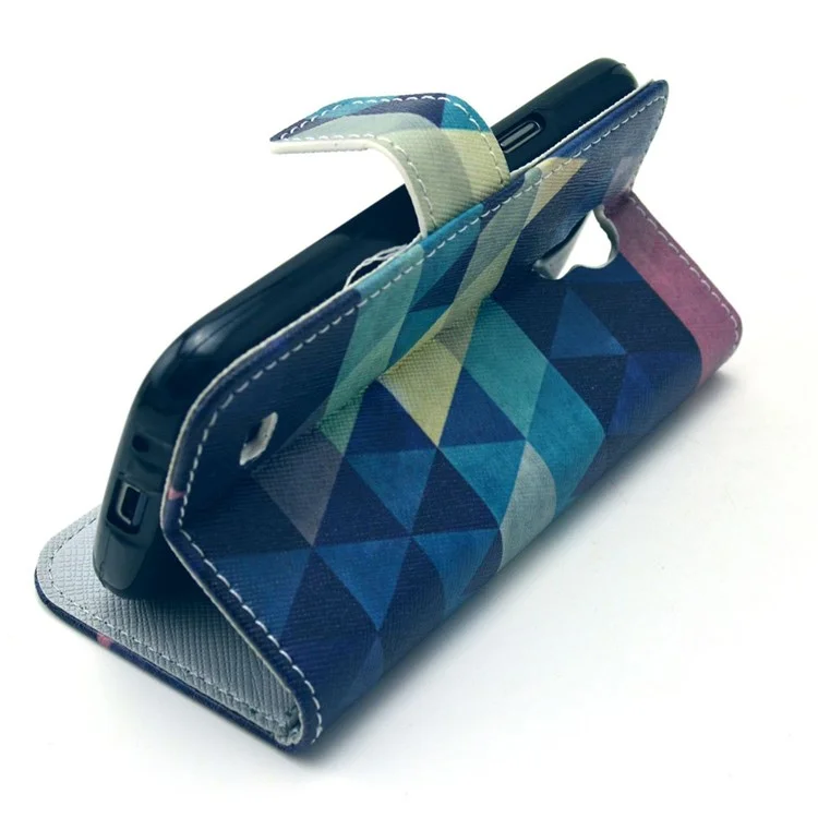 Colorful Triangles Wallet Leather Stand Cover for Samsung Galaxy S4 mini i9190
