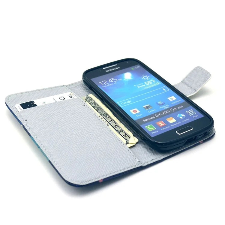 Colorful Triangles Wallet Leather Stand Cover for Samsung Galaxy S4 mini i9190