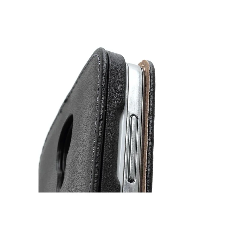 Vertical Genuine Split Leather Case for Samsung Galaxy S4 mini I9190 I9192 I9195 - Black