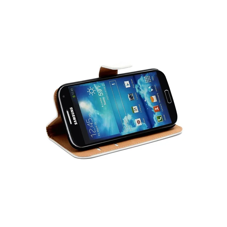 Genuine Split Leather Diary Case w/ Stand for Samsung Galaxy S IV S4 i9500 i9505 - White