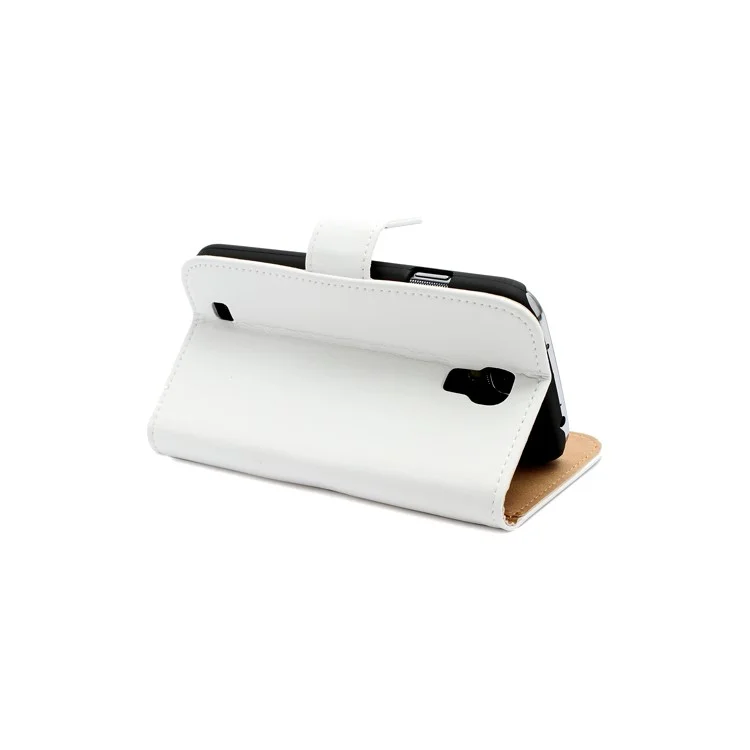 Genuine Split Leather Diary Case w/ Stand for Samsung Galaxy S IV S4 i9500 i9505 - White