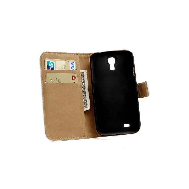 Genuine Split Leather Diary Case w/ Stand for Samsung Galaxy S IV S4 i9500 i9505 - White