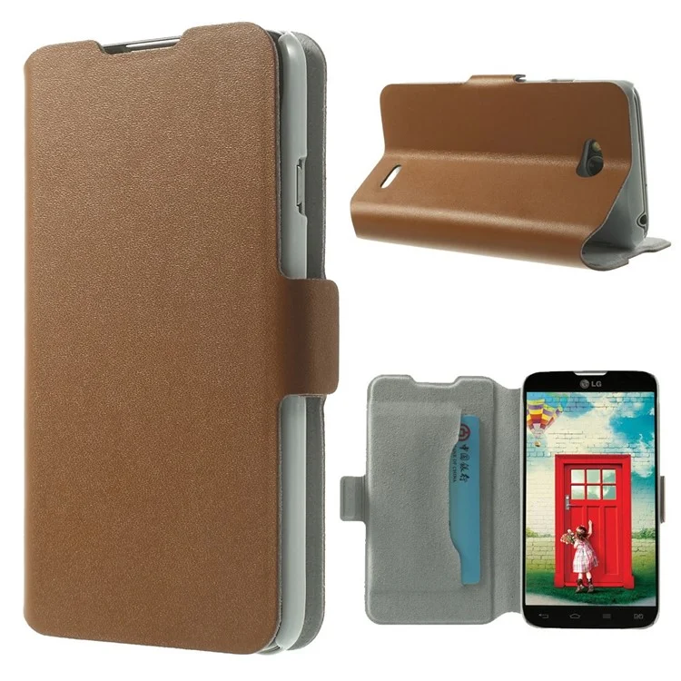 Doormoon Genuine Leather Case Card Holder for LG L70 D320 D320N - Brown