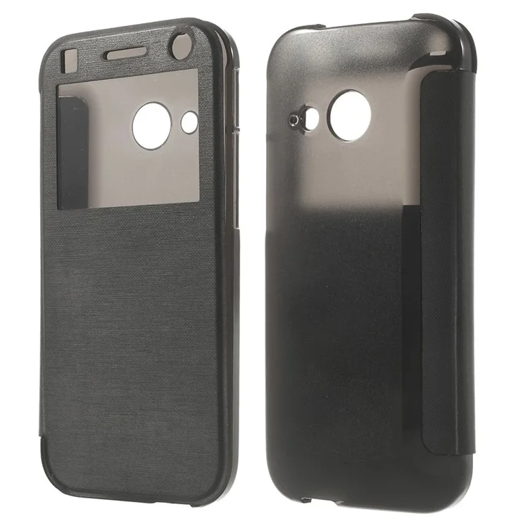 Black Folio View Window Leather Flip Case for HTC One Mini 2 / M8 Mini