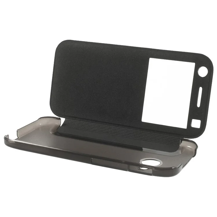 Black Folio View Window Leather Flip Case for HTC One Mini 2 / M8 Mini