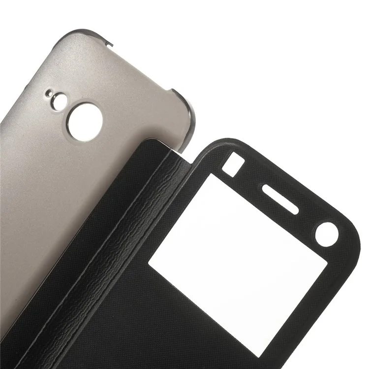 Black Folio View Window Leather Flip Case for HTC One Mini 2 / M8 Mini