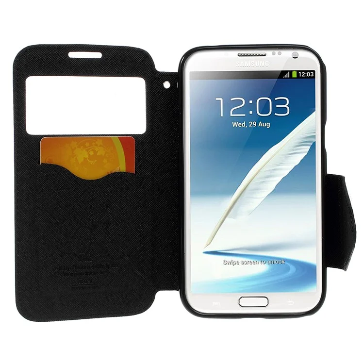 Roar Korea Diary View Window Leather Case for Samsung Galaxy Note 2 II N7100 - Black