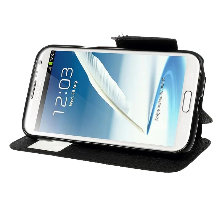 Roar Korea Diary View Window Leather Case for Samsung Galaxy Note 2 II N7100 - Black