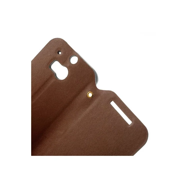Brown Doormoon Genuine Leather Card Holder Case for HTC One M8 w/ Stand