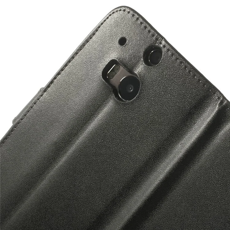 Genuine Split Leather Skin Wallet Case for HTC One M8 w/ Stand