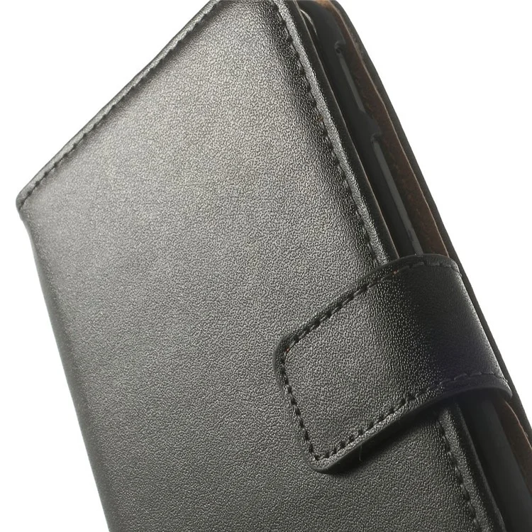 Genuine Split Leather Skin Wallet Case for HTC One M8 w/ Stand