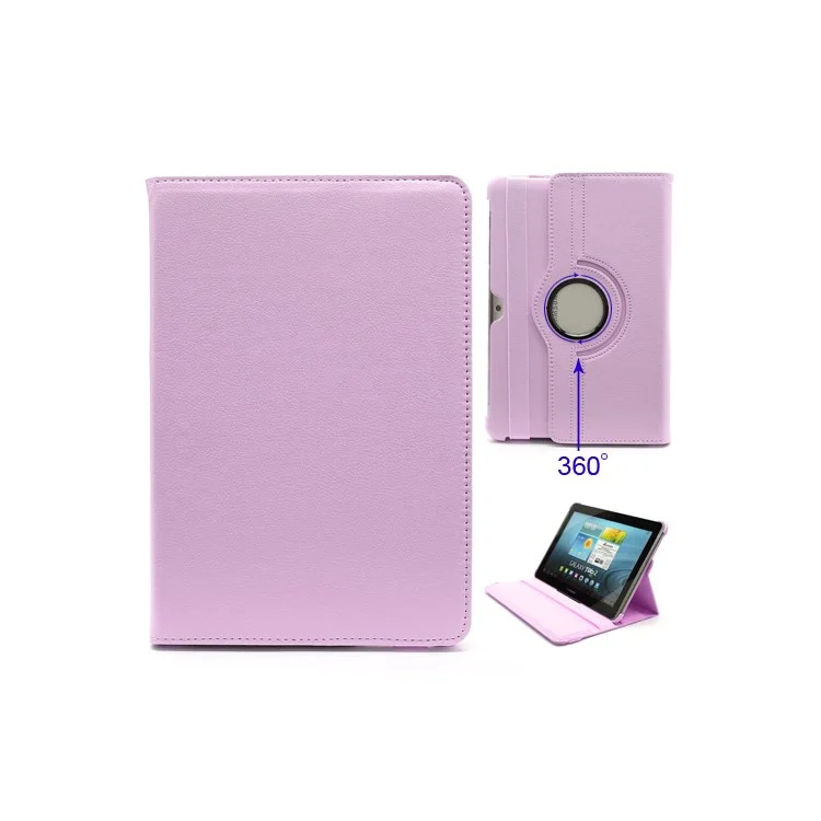 360 Degree Rotary Leather Stand Case for Samsung Galaxy Tab 2 10.1 P5100 P5110 P7500 P7510 - Pink