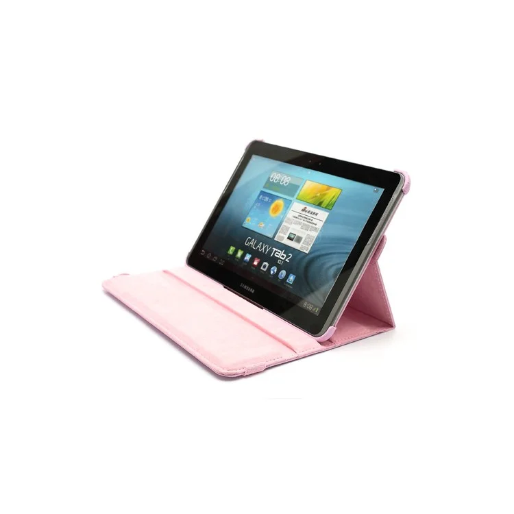 360 Degree Rotary Leather Stand Case for Samsung Galaxy Tab 2 10.1 P5100 P5110 P7500 P7510 - Pink