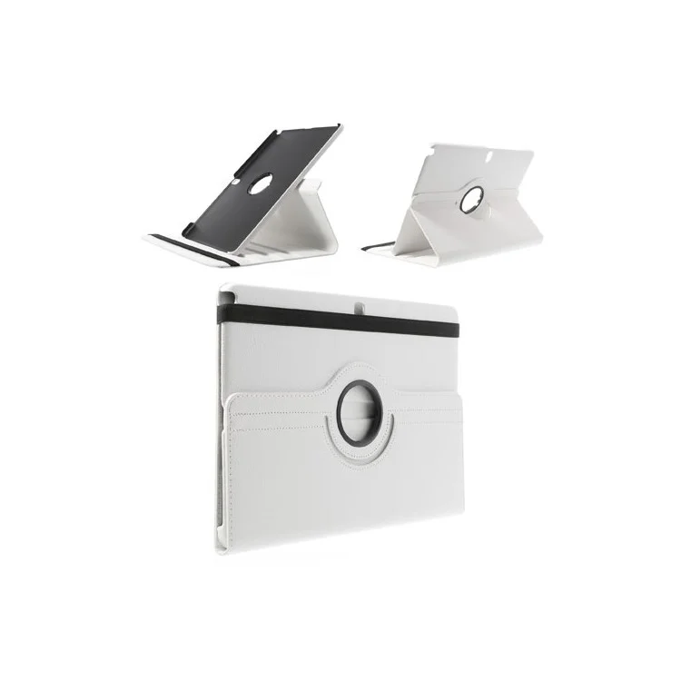 White for Samsung Galaxy Note Pro 12.2 P900 / Tab Pro 12.2 T900 Lychee Leather Shell w/ 360 Rotation Stand