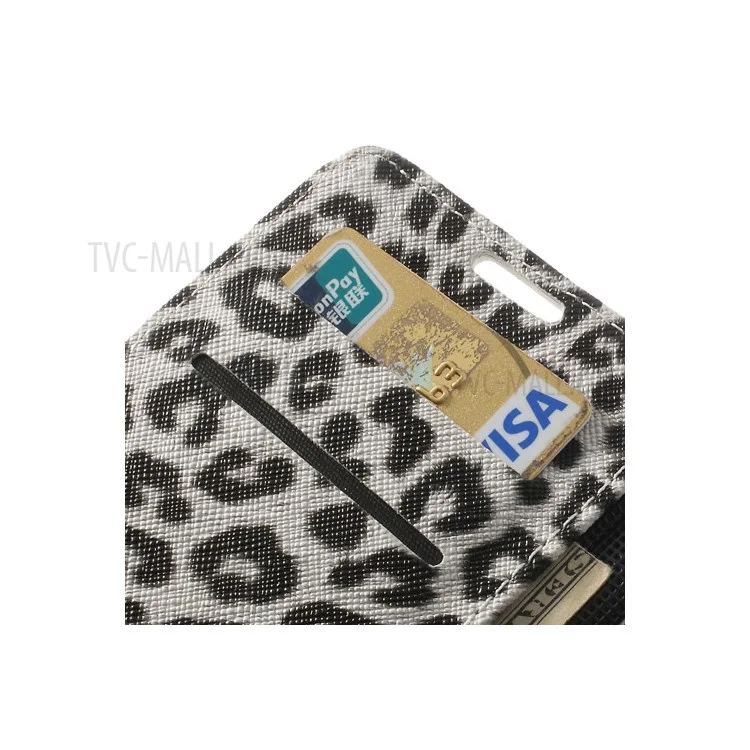 White Leopard Print Leather Wallet Case for Samsung Galaxy S5 G900 G900F G900A G900T G900V