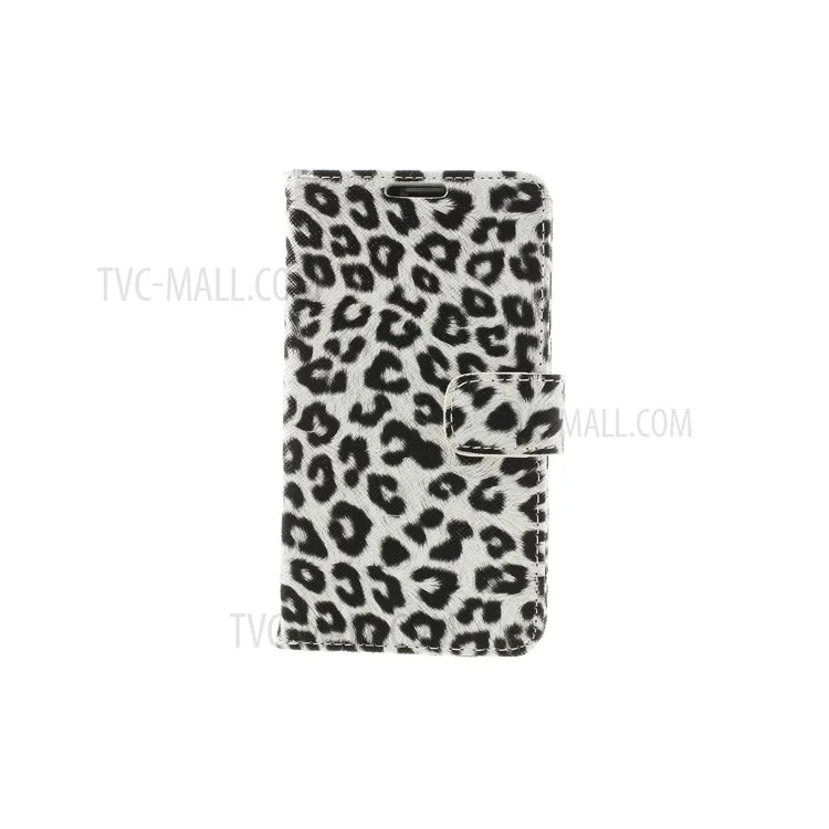 White Leopard Print Leather Wallet Case for Samsung Galaxy S5 G900 G900F G900A G900T G900V