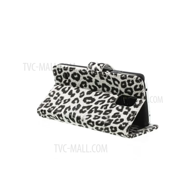 White Leopard Print Leather Wallet Case for Samsung Galaxy S5 G900 G900F G900A G900T G900V