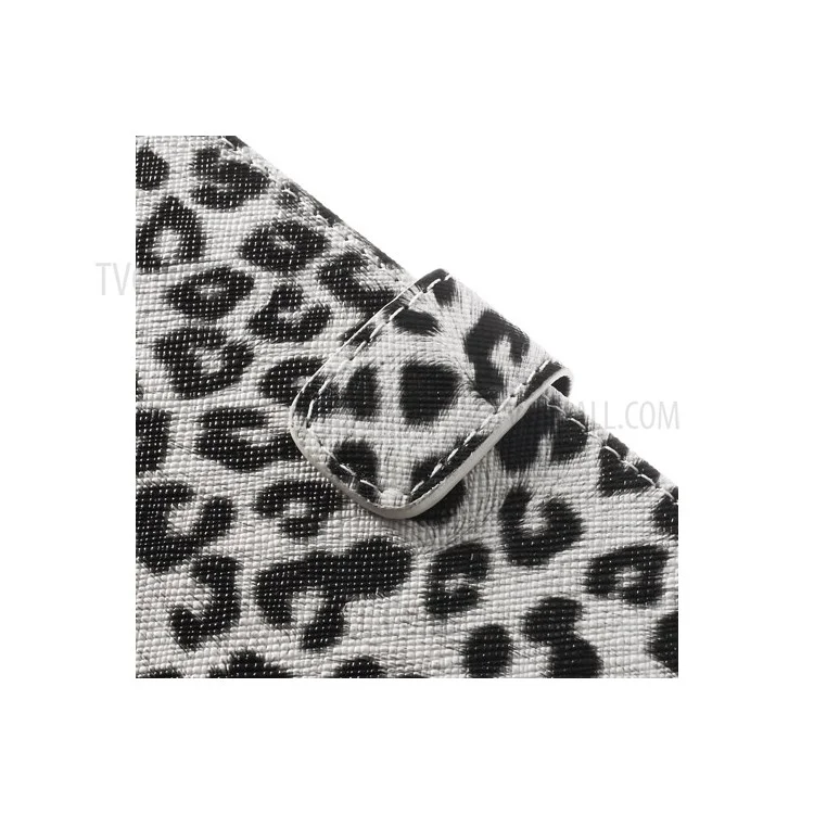 White Leopard Print Leather Wallet Case for Samsung Galaxy S5 G900 G900F G900A G900T G900V