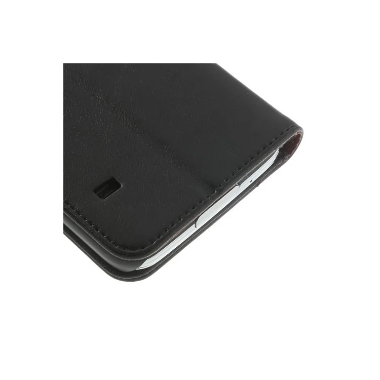 Crazy Horse Card Slots Leather Case for Samsung Galaxy S5 G900 w/ Stand - Black