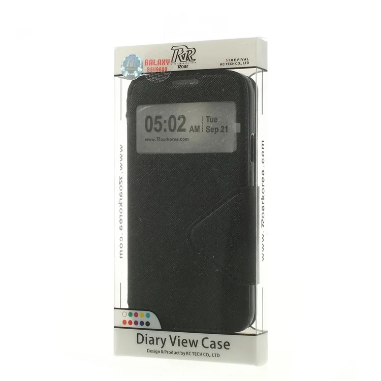 Roar Korea Fancy Diary View Window Magnetic Leather Case for Samsung Galaxy S5 G900 - Black