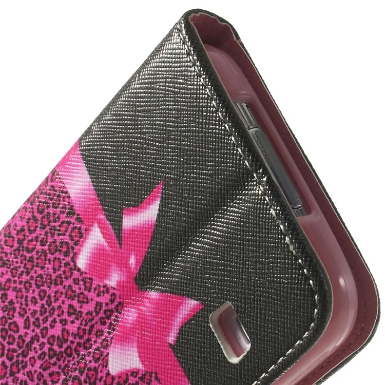 Leopard & Bowknot Wallet Leather Stand Case for Samsung Galaxy S5 G900