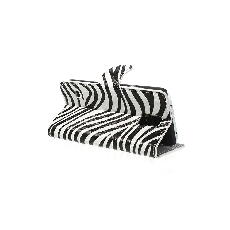 Zebra Design Leather Wallet Case Cover for Samsung Galaxy S5 G900 w/ Stand