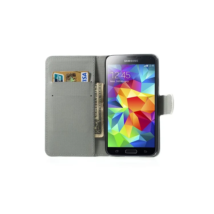 Zebra Design Leather Wallet Case Cover for Samsung Galaxy S5 G900 w/ Stand