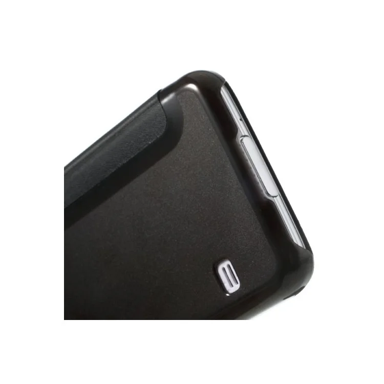 View Window Leather Cover + PC Back Folio Case for Samsung Galaxy S5 G900 - Black