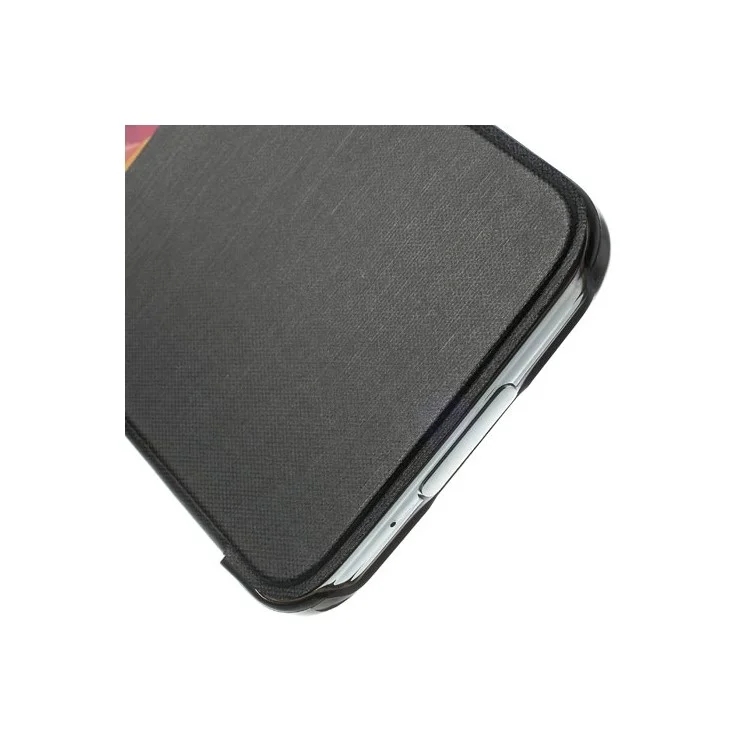 View Window Leather Cover + PC Back Folio Case for Samsung Galaxy S5 G900 - Black