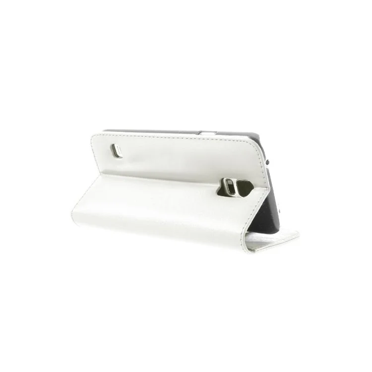 White Leather Wallet Stand Cover for Samsung Galaxy S5 SV G900 w/ 3 Card Slots