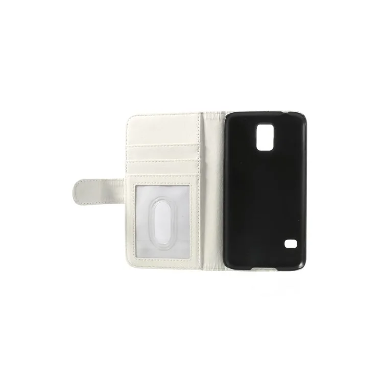 White Leather Wallet Stand Cover for Samsung Galaxy S5 SV G900 w/ 3 Card Slots