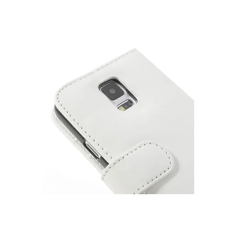 White Leather Wallet Stand Cover for Samsung Galaxy S5 SV G900 w/ 3 Card Slots
