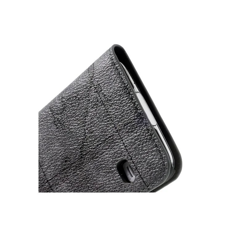 World Map Leather Case Stand w/ Card Slots for Samsung Galaxy S5 G900 - Grey